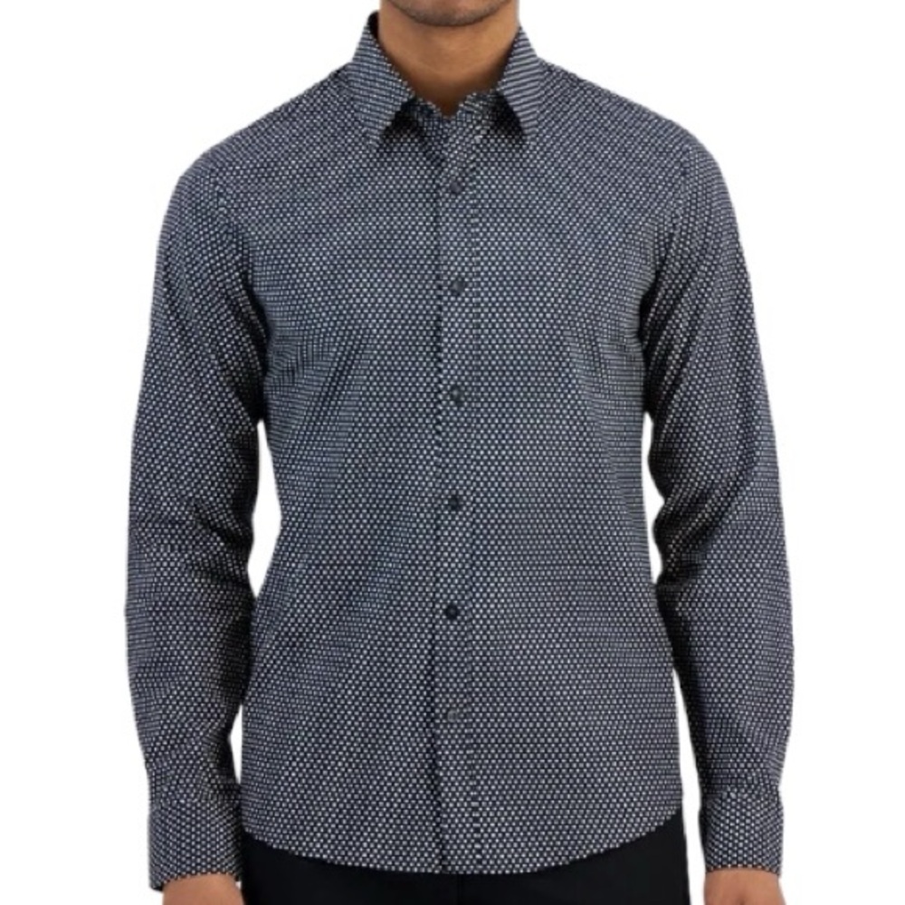 Michael Kors Men's Blue Dress Shirt Long Sleeve Button Up Slim Fit Size Medium